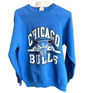 Vtg 80s Chicago Bulls Blue Sweatshirt Fruit Of The Loom Tag Sz L RARE
